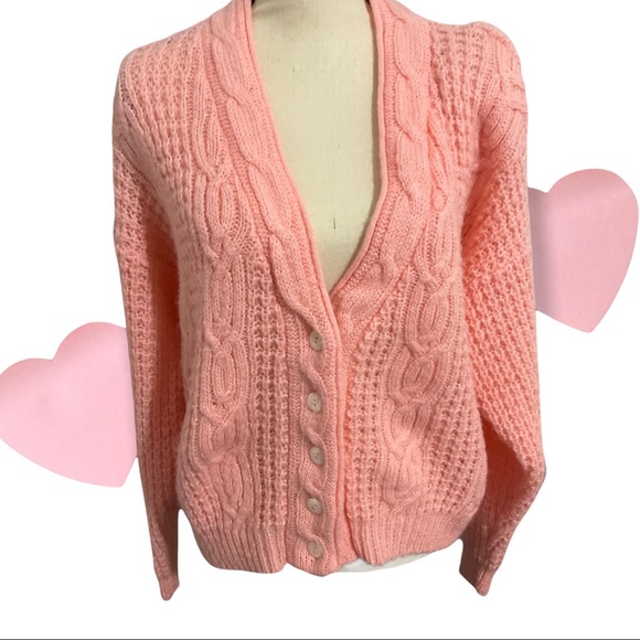 Vintage V-Neck Buttoned Cardigan Pink - Picture 11 of 11